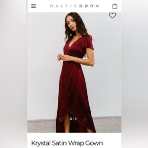 Baltic Born Krystal Satin Wrap Gown | Wine - XXL